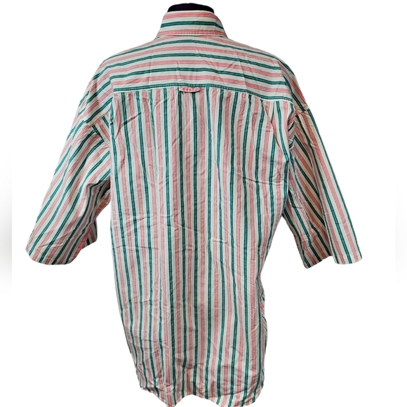 Vintage 80s Columbia Neon Striped Radical Sleeve Button Front Shirt Large J65 - Picture 6 of 13
